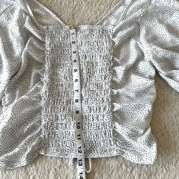Sienna Sky ruched blouse white polka dots size medium - Picture 15 of 16